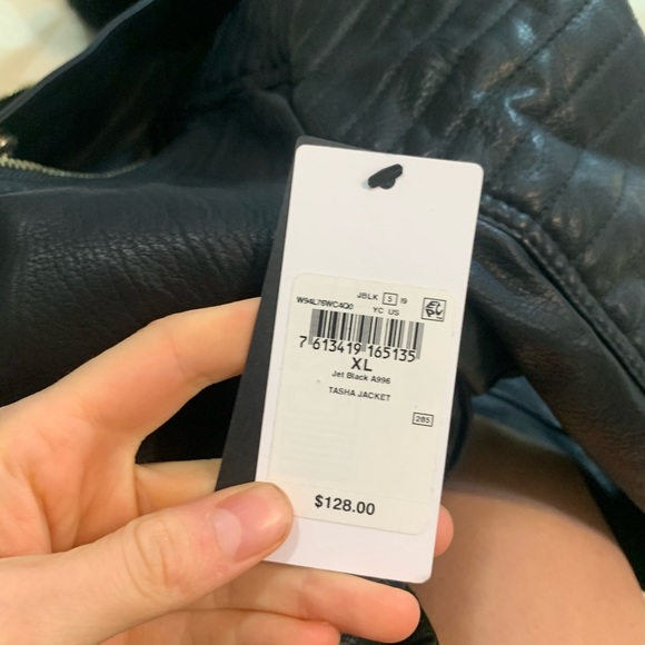 Guess Tasha jacket black faux leather moto - Picture 7 of 7